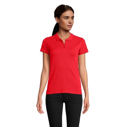 Polo Femme En Coton Bio 170g PLANET WOMEN Rouge