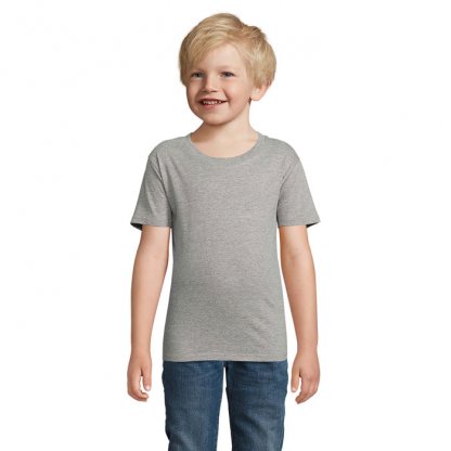 T Shirt Enfant En Coton Bio 175g PIONEER KIDS Gris Chiné De Face