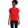 T Shirt Femme En Coton Bio 150g CRUSADER WOMEN T Shirt Bleu Rouge Porté De Face