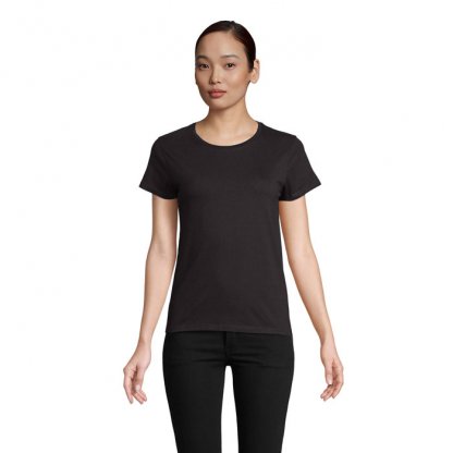 T Shirt Femme En Coton Bio 150g CRUSADER WOMEN T Shirt Noir Porté De Face