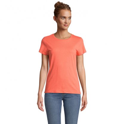T Shirt Femme En Coton Bio 150g CRUSADER WOMEN T Shirt Orange Porté De Face