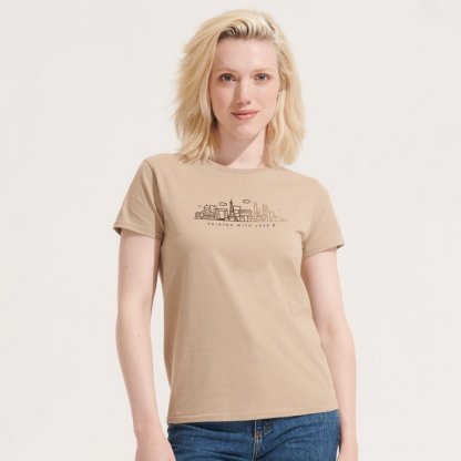 T Shirt Femme En Coton Bio 175g PIONEER WOMEN Corde Avec Marquage Quadri