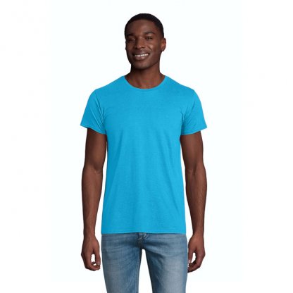 T Shirt Homme En Coton Bio 175g PIONEER MEN Turquoise De Face