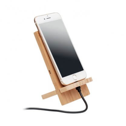 Chargeur Sans Fil Et Support De Téléphone Portable En Bambou WHIPPY PLUS