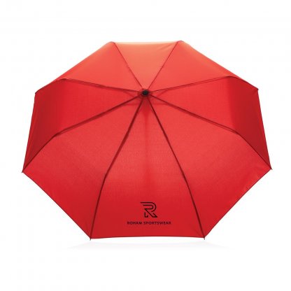 Mini Parapluie Automatique 21 Pouces En PET Recyclé Rouge Logo
