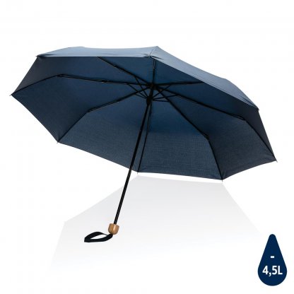 Parapluie 20,5 Pouces En PET Recyclé Et Bambou Bleu Marin