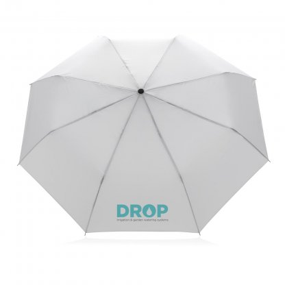 Parapluie Manuel 20,5 Pouces En PET Recyclé Blanc Logo
