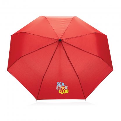 Parapluie Manuel 20,5 Pouces En PET Recyclé Rouge Logo