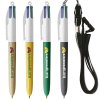 Stylo Bille 4 Couleurs Aspect Bois BIC 4 COLOURS WOOD STYLE Avec Lanyard