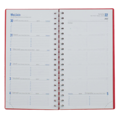 Agenda De Poche En Cuir Recyclé 9x16.5cm TRIAGENDA Ouvert