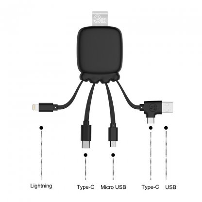Câble De Charge Multi Connecteurs Avec Batterie En ABS Biodégradable Et PET Recyclé GAMMA USB
