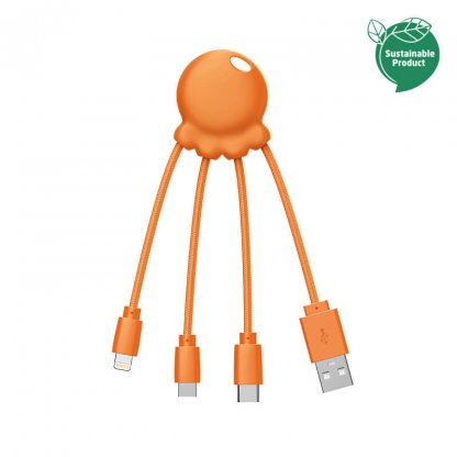 Câble De Charge Multi Connecteurs En Plastique Recyclé OCTOPUS Orange