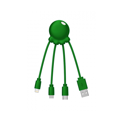 Câble De Charge Multi Connecteurs En Plastique Recyclé OCTOPUS Vert