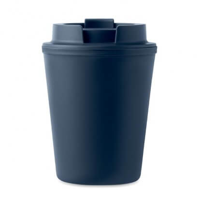 Mug Double Paroi En Plastique Recyclé 300ml TRIDUS Bleu Bec Ouvert