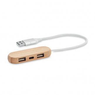 Hub USB publicitaire 3 ports en bambou - VINA C