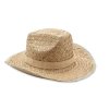 Chapeau En Paille Naturelle TEXAS Beige De Côté Chapeau En Paille Naturelle TEXAS Beige De Côté