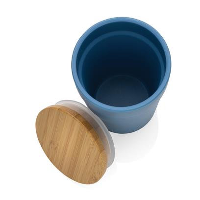 Mug En Plastique Recyclé Et Bambou 300ml BAM Bleu Ouvert