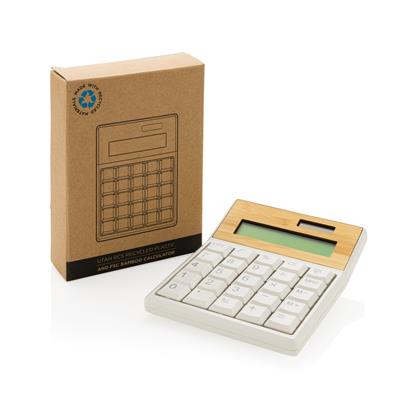 Calculatrice En Bambou Certifié Et Plastique Recyclé UTAH Avec Boîte
