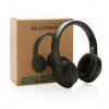 Casque Audio Pliable En Plastique Recyclé LANO Noir Avec Boite Carton Certifié