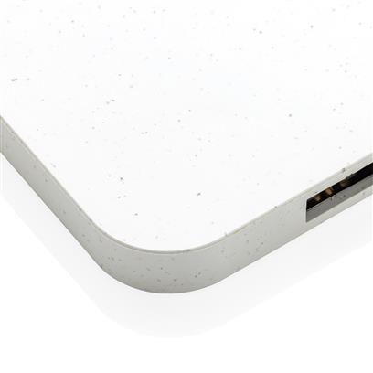 Chargeur Sans Fil Avec Ports USB En Plastique Recyclé 10W BIRO Blanc Zoom Ports USB