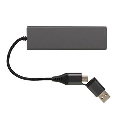 Hub 3 Ports USB En Aluminium Recyclé HUBO De Face