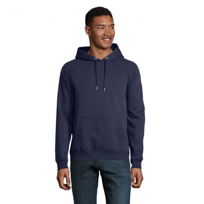 Sweat Shirt Mixte à Capuche En Coton Bio Et Polyester Recyclé – 280g – STELLAR Bleur Marine De Face