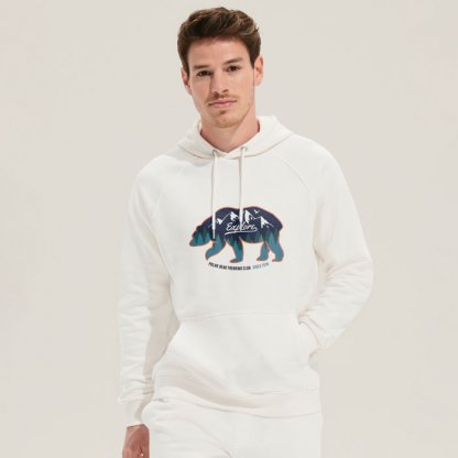 Sweat Shirt Mixte à Capuche En Coton Bio Et Polyester Recyclé – 280g – STELLAR écru Avec Marquage