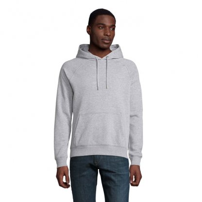 Sweat Shirt Mixte à Capuche En Coton Bio Et Polyester Recyclé – 280g – STELLAR Gris De Face