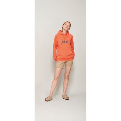 Sweat Shirt Mixte à Capuche En Coton Bio Et Polyester Recyclé – 280g – STELLAR Orange Avec Marquage