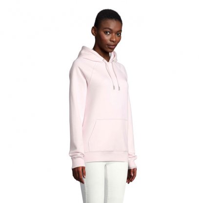 Sweat Shirt Mixte à Capuche En Coton Bio Et Polyester Recyclé – 280g – STELLAR Rose Pale De Côté