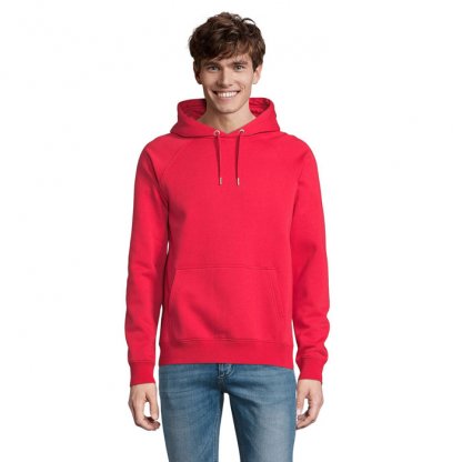 Sweat Shirt Mixte à Capuche En Coton Bio Et Polyester Recyclé – 280g – STELLAR Rouge De Face