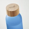 Bouteille En Verre Givré Avec Bouchon En Bambou 500ml ABE Bouchon Logo Bouteille En Verre Givré Avec Bouchon En Bambou 500ml ABE Bouchon Logo