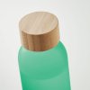 Bouteille En Verre Givré Avec Bouchon En Bambou 500ml ABE Vert Bouchon Bouteille En Verre Givré Avec Bouchon En Bambou 500ml ABE Vert Bouchon
