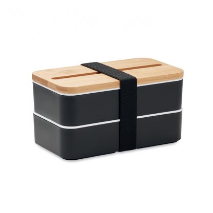 Lunch Box En Plastique Recyclé Et Bambou à 2 Niveaux 400ml X 2 WINT Noir