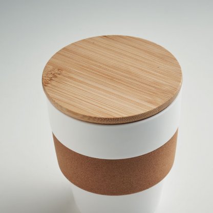 Mug En Plastique Recyclé Et Bambou 300ml GALAO Blanc Et Bambou