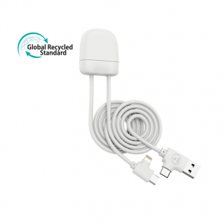 Câble De Charge, CarPlay, DataTransfer En Plastique Recyclé ICE C Blanc - Avec Logo Entreprise