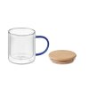 Mug Double Paroi En Verre Et Bambou 300ml FARBI Cabochon Bleu Mug Double Paroi En Verre Et Bambou 300ml FARBI Cabochon Bleu