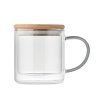 Mug Double Paroi En Verre Et Bambou 300ml FARBI Gris Et Bambou Mug Double Paroi En Verre Et Bambou 300ml FARBI Gris Et Bambou
