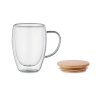 Mug Double Paroi En Verre Et Bambou 350ml TIROL Couvercle Bambou
