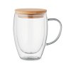 Mug Double Paroi En Verre Et Bambou 350ml TIROL Sans Logo