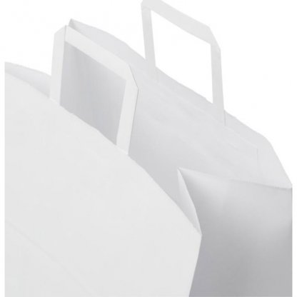 Sac En Papier Kraft Poignées Plates 80g 4 Tailles Blanc Intérieur