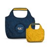 Sac Shopping Bicolore Pliable Et Reversible En PET Recyclé 50x35x16cm SHOBIS Bleu Marine Et Jaune Avec Marquage