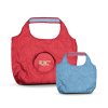 Sac Shopping Bicolore Pliable Et Reversible En PET Recyclé 50x35x16cm SHOBIS Corail Et Bleu Clair Avec Marquage