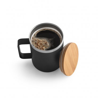 Mug Double Paroi En Inox Recyclé 420ml LAUDA Mug Noir Avec Café