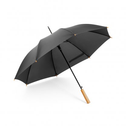 Parapluie Pongée En PET Recyclé Ø105cm APOLO Parapluie Noir Ouvert