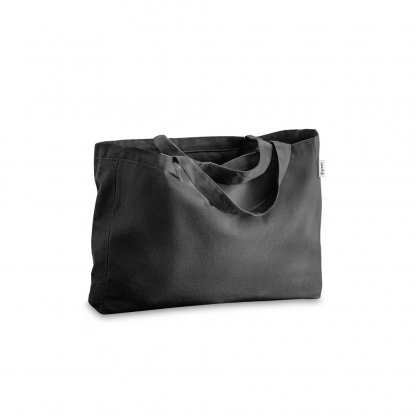 Tote Bag En Coton Et Polyester Recyclés 280g 50x37cm PARMA Sac Noir De Face