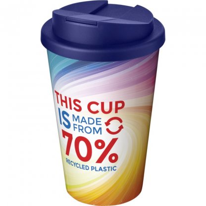 Mug Double Paroi 360 En Plastique Recyclé Avec Couvercle Anti Déversement 350ml Couvercle Bleu Marine