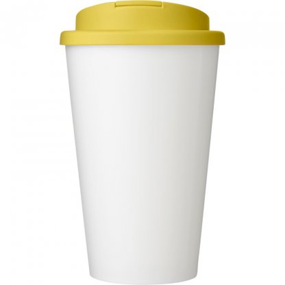 Mug Double Paroi 360 En Plastique Recyclé Avec Couvercle Anti Déversement 350ml Couvercle Jaune