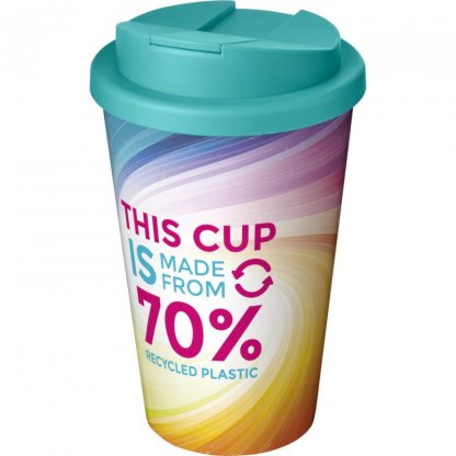 Mug Double Paroi 360 En Plastique Recyclé Avec Couvercle Anti Déversement 350ml Couvercle Turquoise