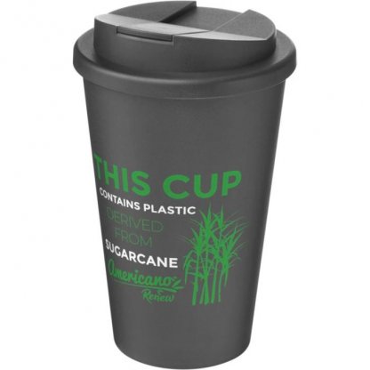 Mug Double Paroi En Bioplastique Avec Couvercle Anti Déversement 350ml Granit